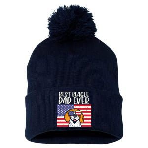 Best Beagle Dad Ever Flag Patriotic Dog Lover Owner Men Gift Pom Pom 12in Knit Beanie