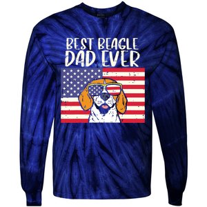 Best Beagle Dad Ever Flag Patriotic Dog Lover Owner Men Gift Tie-Dye Long Sleeve Shirt