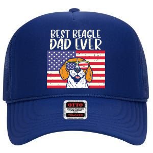 Best Beagle Dad Ever Flag Patriotic Dog Lover Owner Men Gift High Crown Mesh Back Trucker Hat