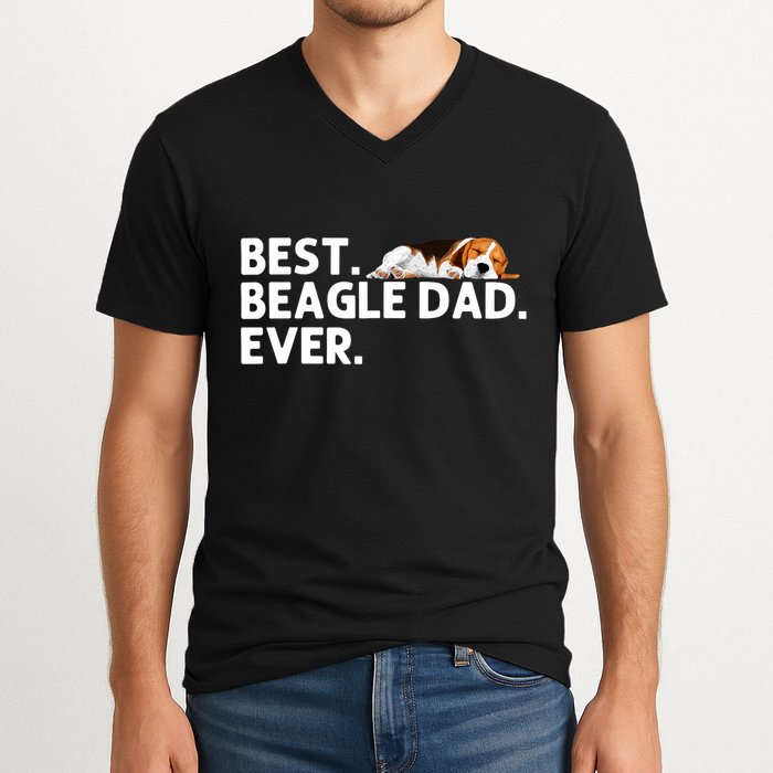 Best Beagle Dad Art For Father Beagle Dog Beagle Lover V-Neck T-Shirt