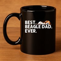 Best Beagle Dad Art For Father Beagle Dog Beagle Lover 11oz C Handle Ceramic Mug