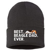 Best Beagle Dad Art For Father Beagle Dog Beagle Lover Sustainable Knit Beanie