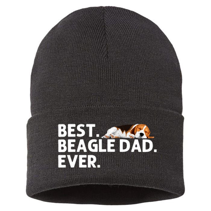 Best Beagle Dad Art For Father Beagle Dog Beagle Lover Sustainable Knit Beanie