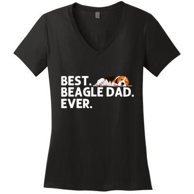 Best Beagle Dad Art For Father Beagle Dog Beagle Lover Women's V-Neck T-Shirt