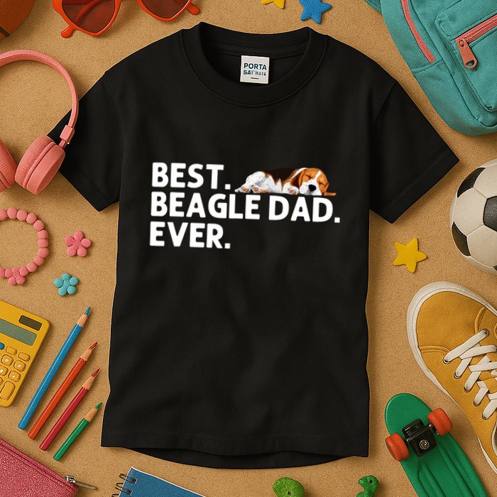 Best Beagle Dad Art For Father Beagle Dog Beagle Lover Kids T-Shirt