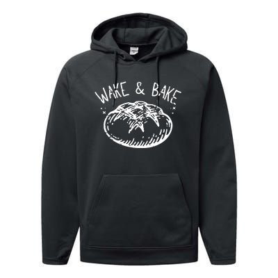 Bread Baking Disegn Sourdough Starter Wake And Bake Performance Fleece Hoodie