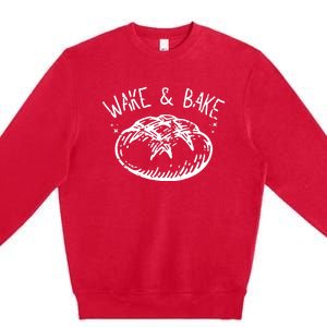 Bread Baking Disegn Sourdough Starter Wake And Bake Premium Crewneck Sweatshirt