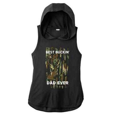 Best Buckin Dad Ever Usa Camouflage Deer Hunting Fathers Day Gift Ladies PosiCharge Tri-Blend Wicking Draft Hoodie Tank