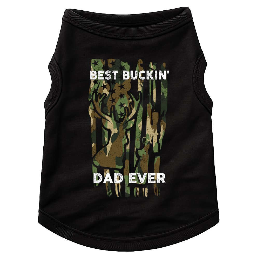 Best Buckin Dad Ever Usa Camouflage Deer Hunting Fathers Day Gift Doggie Tank