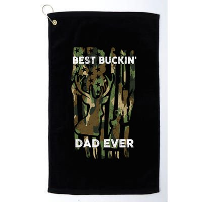Best Buckin Dad Ever Usa Camouflage Deer Hunting Fathers Day Gift Golf Towel