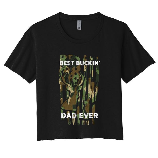 Best Buckin Dad Ever Usa Camouflage Deer Hunting Fathers Day Gift Crop Top