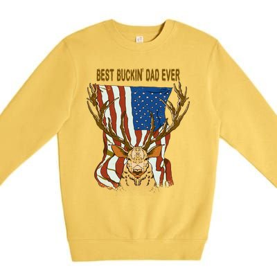 Best Buckin Dad Ever Funny Deer Father’S Day Hunting Dad Gift Premium Crewneck Sweatshirt