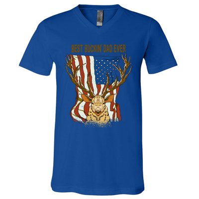 Best Buckin Dad Ever Funny Deer Father’S Day Hunting Dad Gift V-Neck T-Shirt