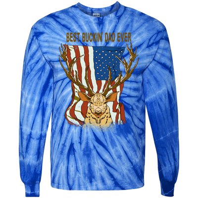 Best Buckin Dad Ever Funny Deer Father’S Day Hunting Dad Gift Tie-Dye Long Sleeve Shirt