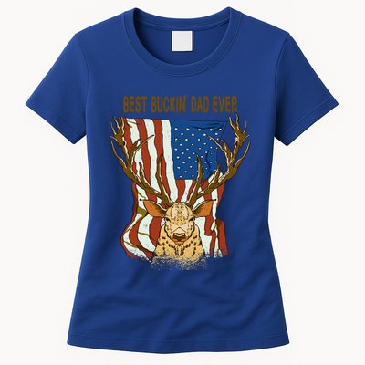 Best Buckin Dad Ever Funny Deer Father’S Day Hunting Dad Gift Womens T-Shirt
