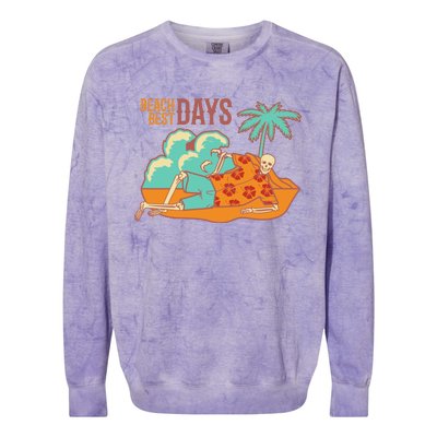 Best Beach Days Skeleton Summer Vibe Colorblast Crewneck Sweatshirt