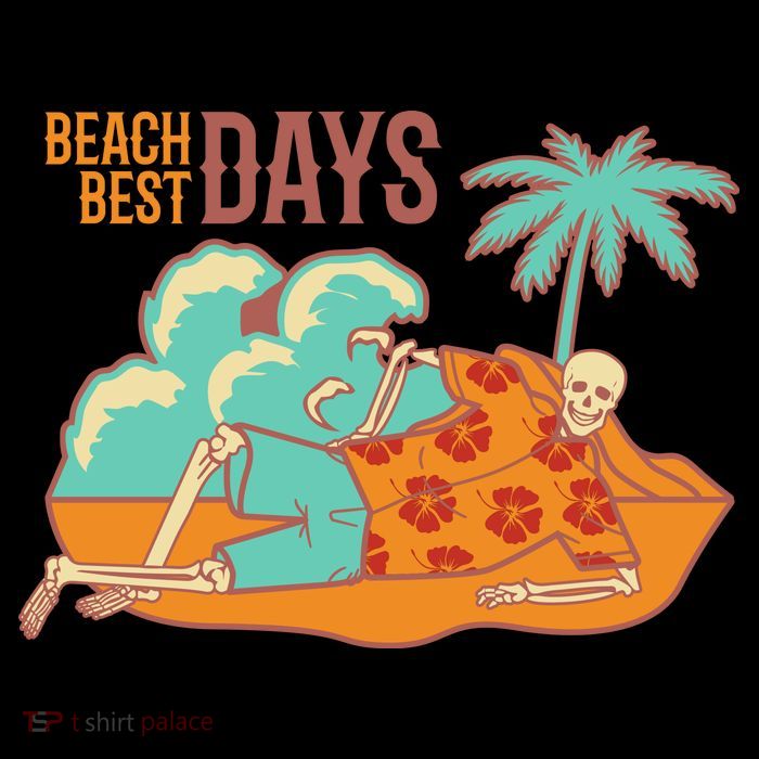 Best Beach Days Skeleton Summer Vibe Stripe Pom Pom Beanie