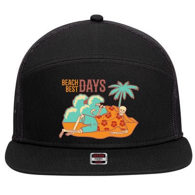 Best Beach Days Skeleton Summer Vibe 7 Panel Mesh Trucker Snapback Hat