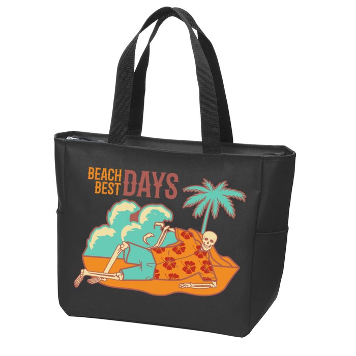 Best Beach Days Skeleton Summer Vibe Zip Tote Bag
