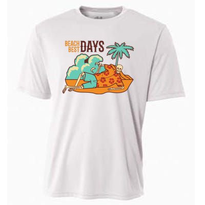 Best Beach Days Skeleton Summer Vibe Cooling Performance Crew T-Shirt