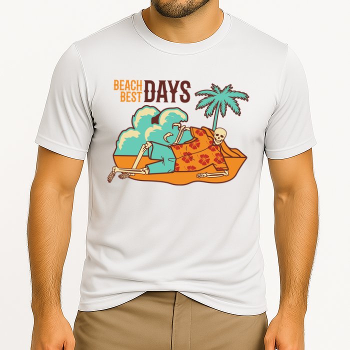 Best Beach Days Skeleton Summer Vibe Cooling Performance Crew T-Shirt