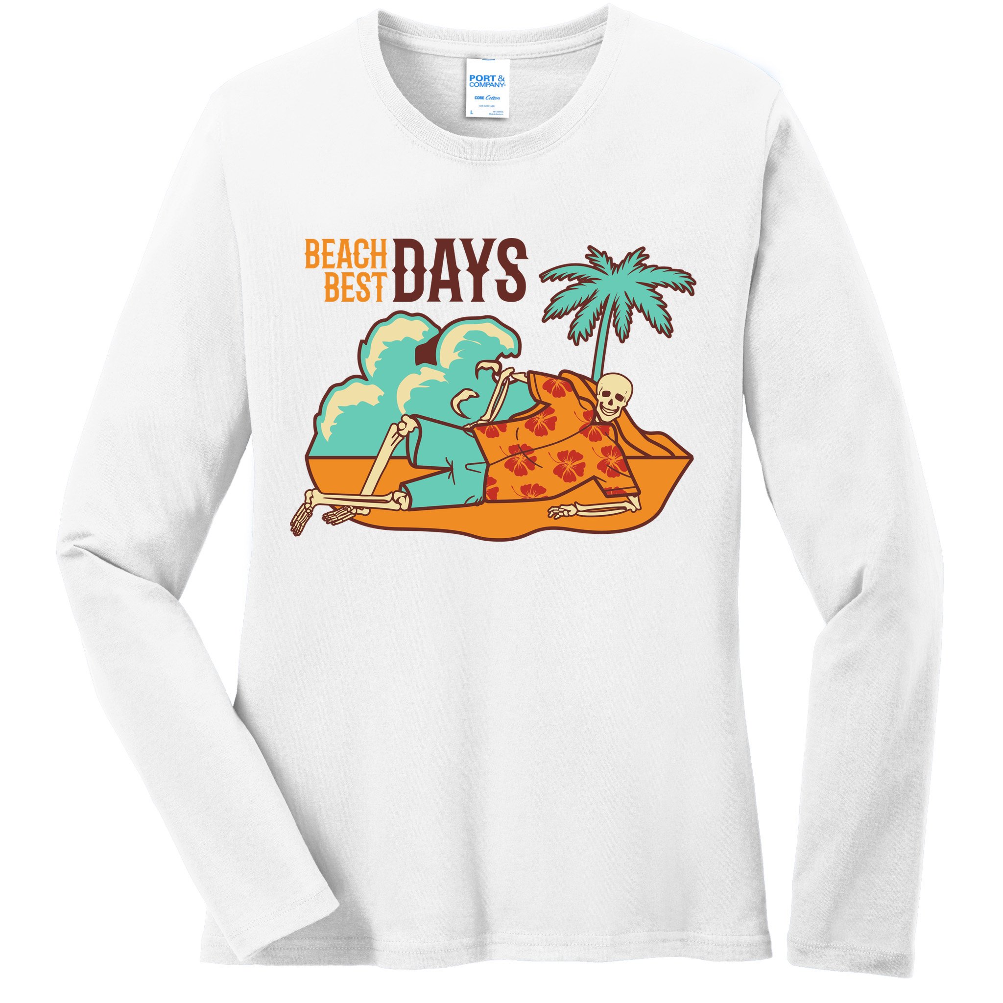 Best Beach Days Skeleton Summer Vibe Ladies Long Sleeve Shirt