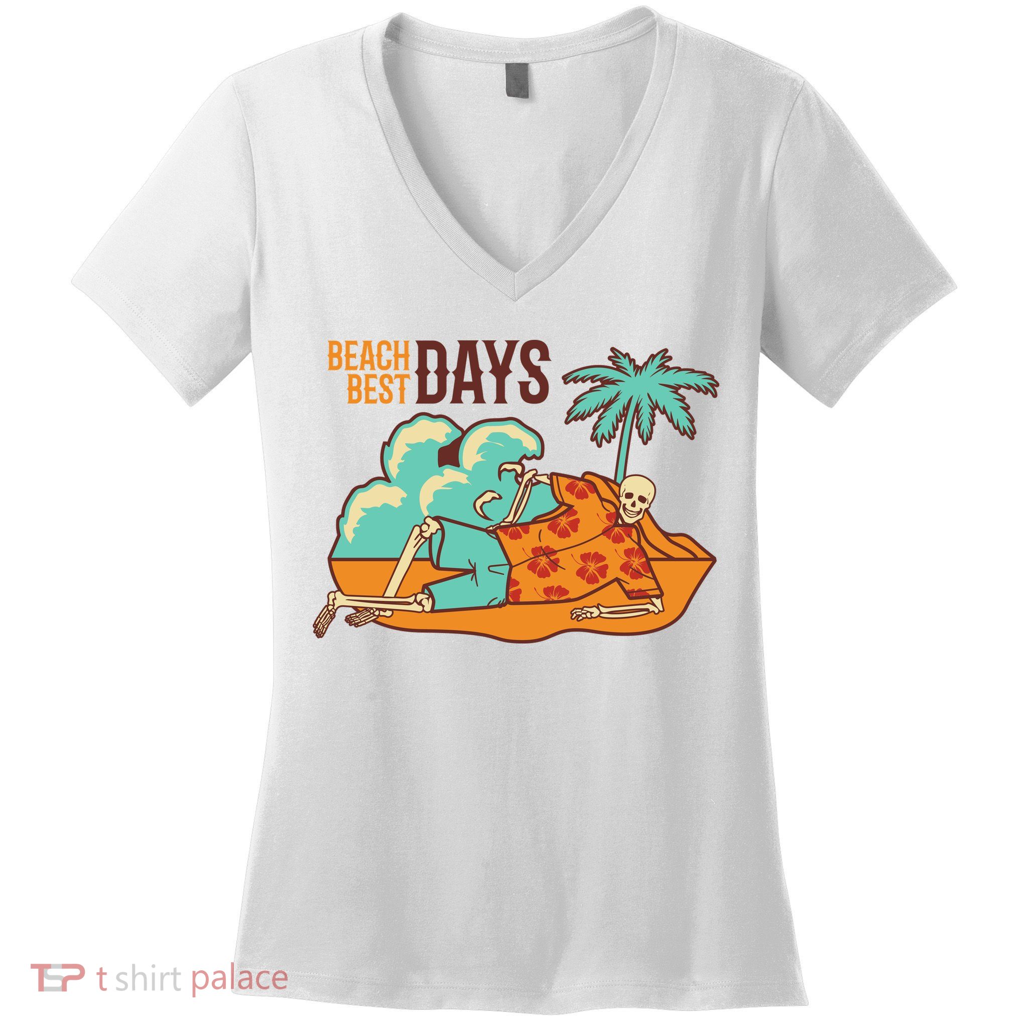 Best Beach Days Skeleton Summer Vibe Women's V-Neck T-Shirt