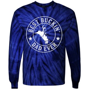 Best Buckin Dad Ever Cowboy Bull Riding Rodeo Funny Tie-Dye Long Sleeve Shirt