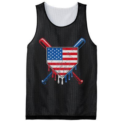 Baseball Bat Drip Ice Cream Patriotic American Flag Drip Mesh Reversible Basketball Jersey Tank