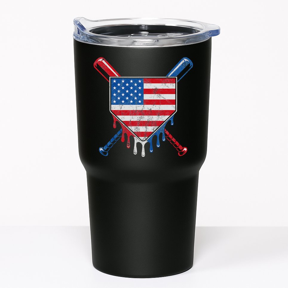 Baseball Bat Drip Ice Cream Patriotic American Flag Drip Tumbler