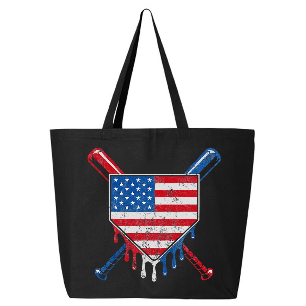 Baseball Bat Drip Ice Cream Patriotic American Flag Drip 25L Jumbo Tote