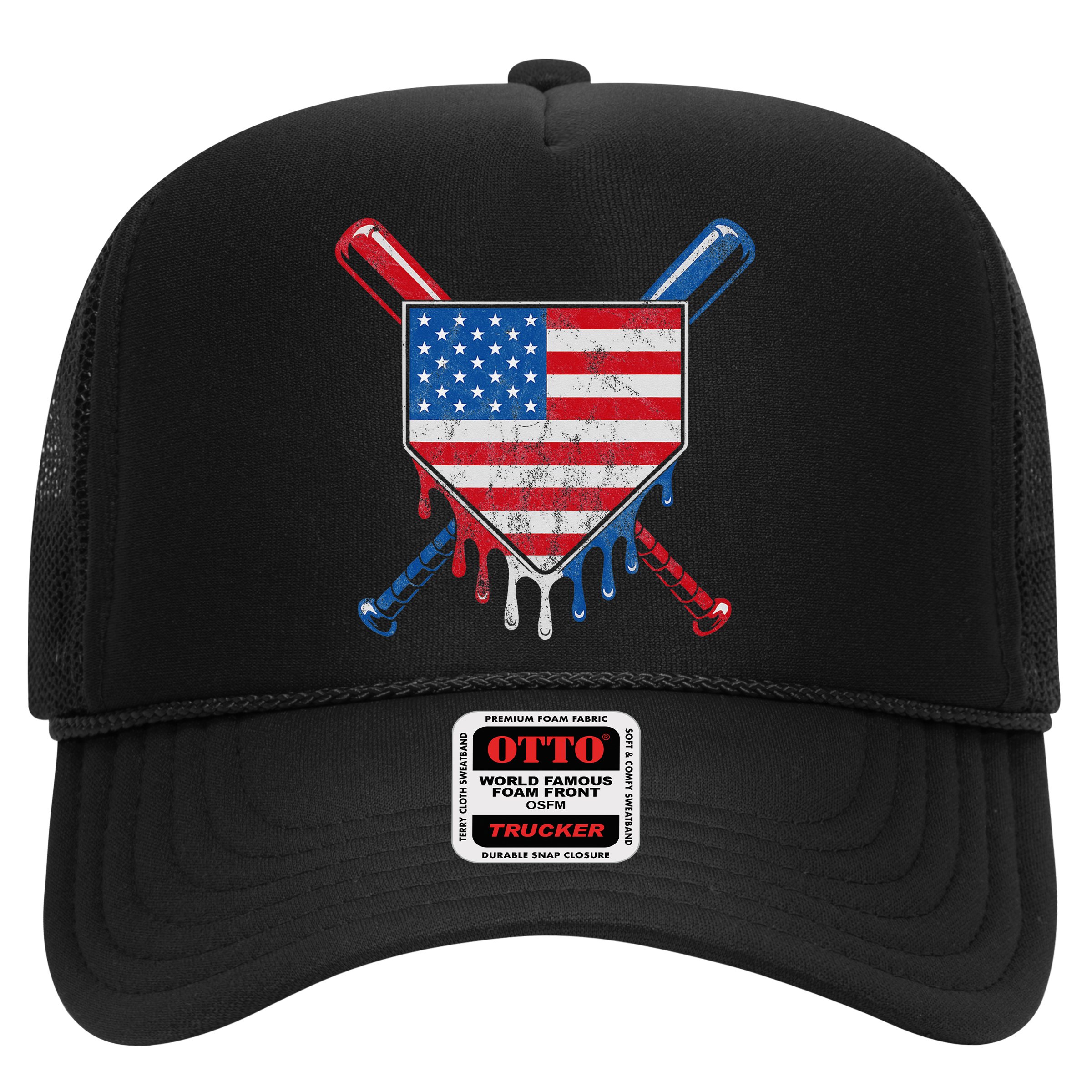 Baseball Bat Drip Ice Cream Patriotic American Flag Drip Hat