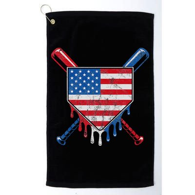 Baseball Bat Drip Ice Cream Patriotic American Flag Drip Golf Towel