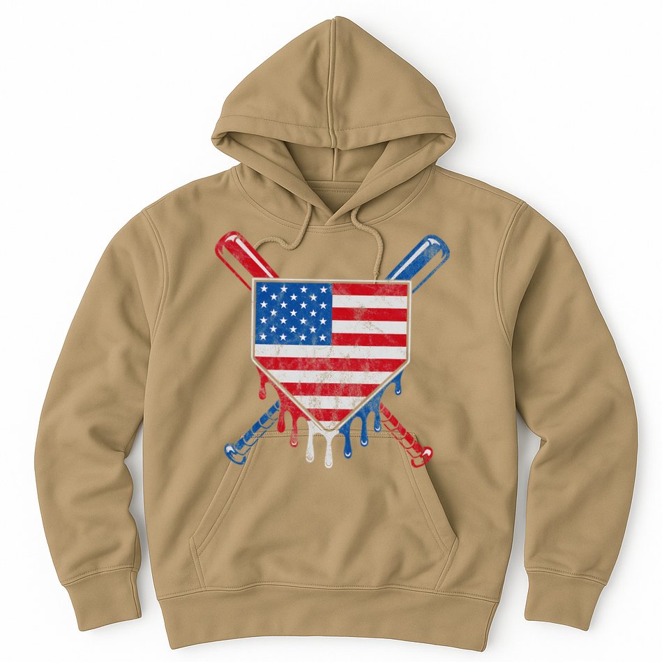 Baseball Bat Drip Ice Cream Patriotic American Flag Drip Hoodie