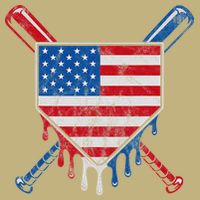 Baseball Bat Drip Ice Cream Patriotic American Flag Drip T-Shirt