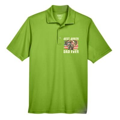 Best Boxer Dad Ever USA Flag American Dog Animal Lover Men's Origin Performance Pique Polo