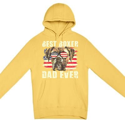 Best Boxer Dad Ever USA Flag American Dog Animal Lover Premium Pullover Hoodie