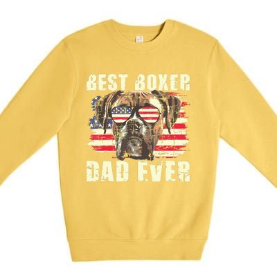 Best Boxer Dad Ever USA Flag American Dog Animal Lover Premium Crewneck Sweatshirt