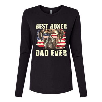 Best Boxer Dad Ever USA Flag American Dog Animal Lover Womens Cotton Relaxed Long Sleeve T-Shirt