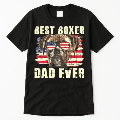 Best Boxer Dad Ever USA Flag American Dog Animal Lover Tall T-Shirt