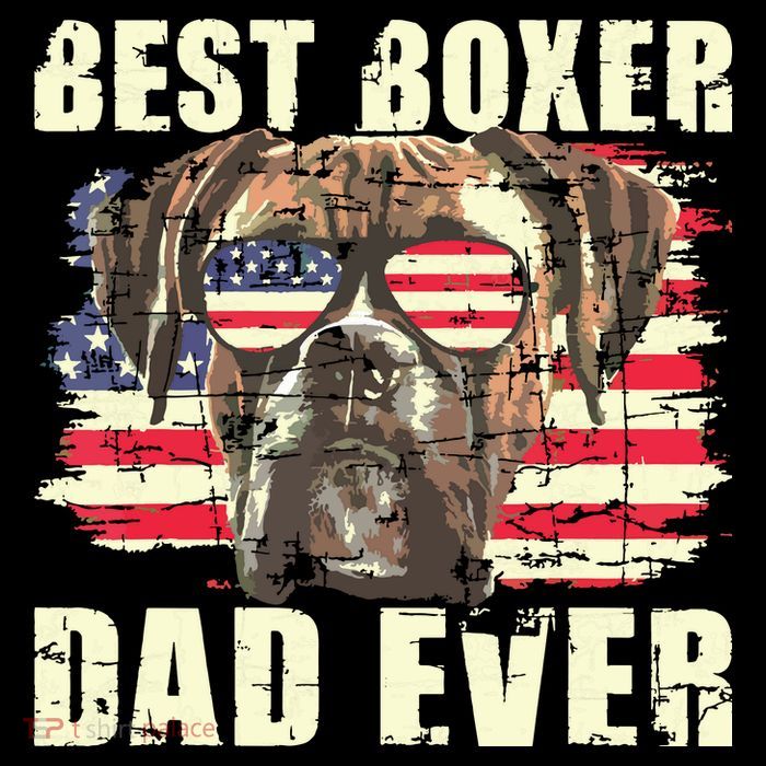 Best Boxer Dad Ever USA Flag American Dog Animal Lover Tall T-Shirt