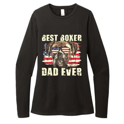 Best Boxer Dad Ever USA Flag American Dog Animal Lover Womens CVC Long Sleeve Shirt