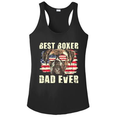 Best Boxer Dad Ever USA Flag American Dog Animal Lover Ladies PosiCharge Competitor Racerback Tank