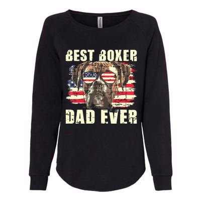 Best Boxer Dad Ever USA Flag American Dog Animal Lover Womens California Wash Sweatshirt