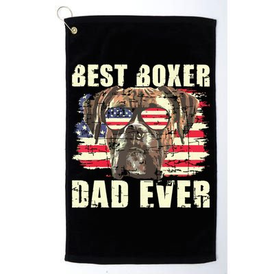 Best Boxer Dad Ever USA Flag American Dog Animal Lover Golf Towel