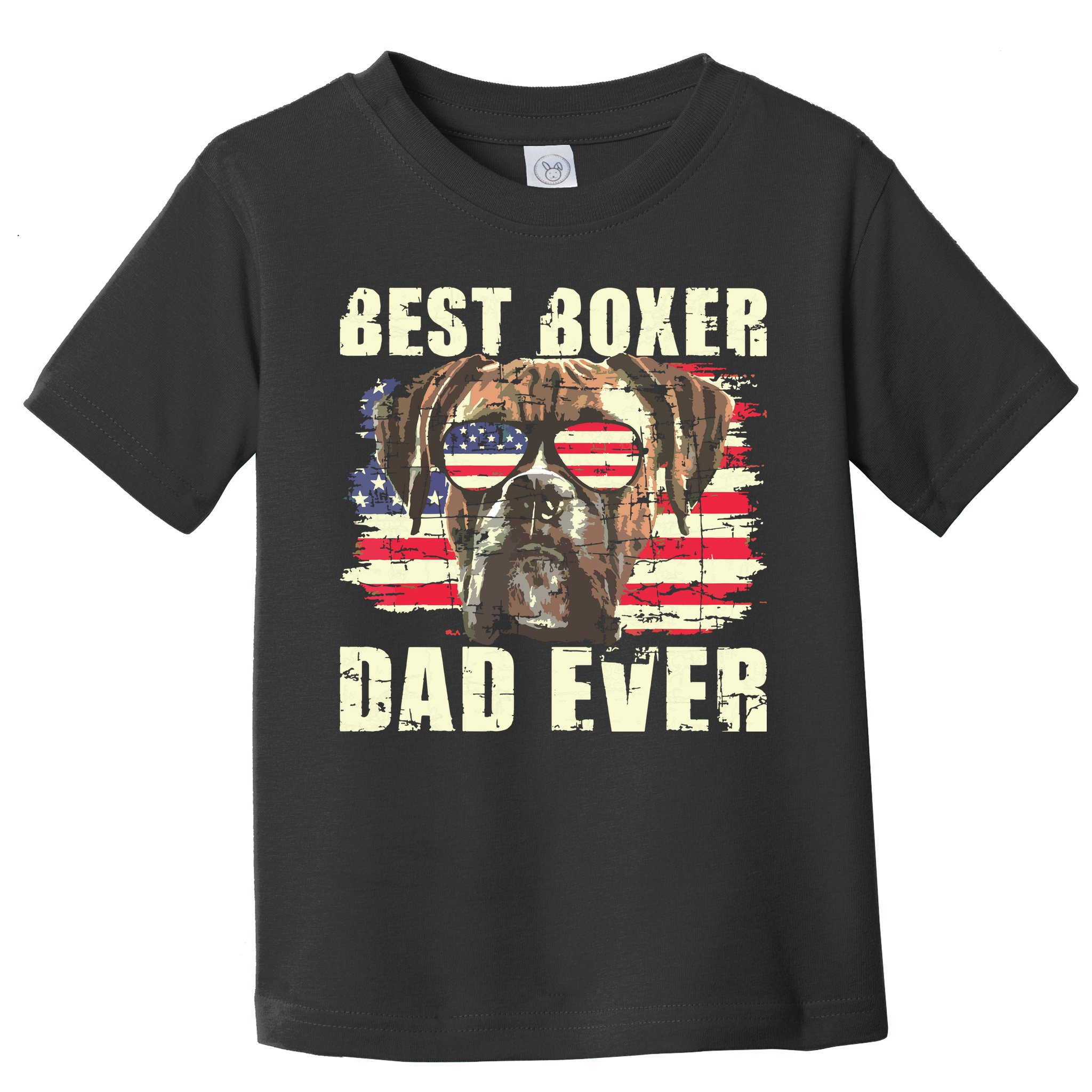 Best Boxer Dad Ever USA Flag American Dog Animal Lover Toddler T-Shirt