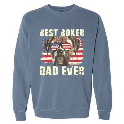 Best Boxer Dad Ever USA Flag American Dog Animal Lover Garment-Dyed Sweatshirt