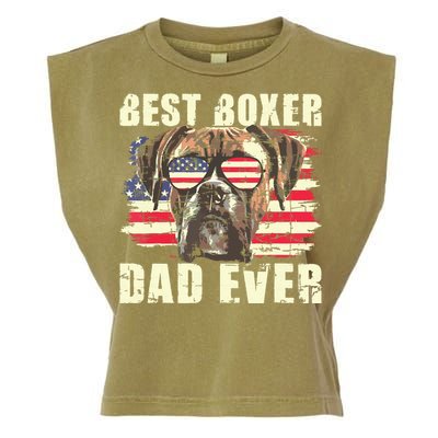 Best Boxer Dad Ever USA Flag American Dog Animal Lover Garment-Dyed Women's Muscle Tee