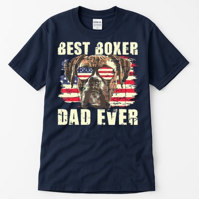 Best Boxer Dad Ever USA Flag American Dog Animal Lover Tall T-Shirt