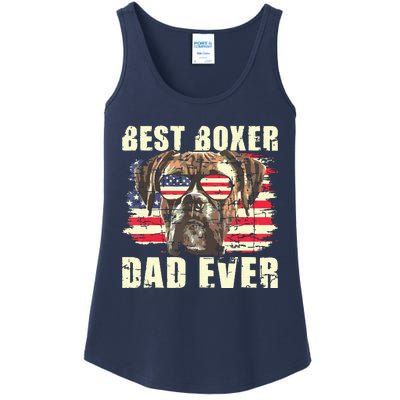 Best Boxer Dad Ever USA Flag American Dog Animal Lover Ladies Essential Tank